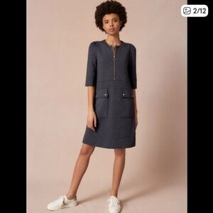 ME+EM Twill Ponte Cargo Dress Navy Blue Modest Business Casual